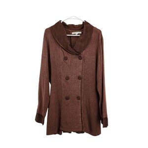 Christy Allen Vintage Women's Flax Rayon Blend Double Breasted Coat Jacket - M